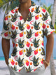 Alohadaddy® Casual Bird Art Print Chest Pocket Men's Short Sleeve Shirt Big & Tall
