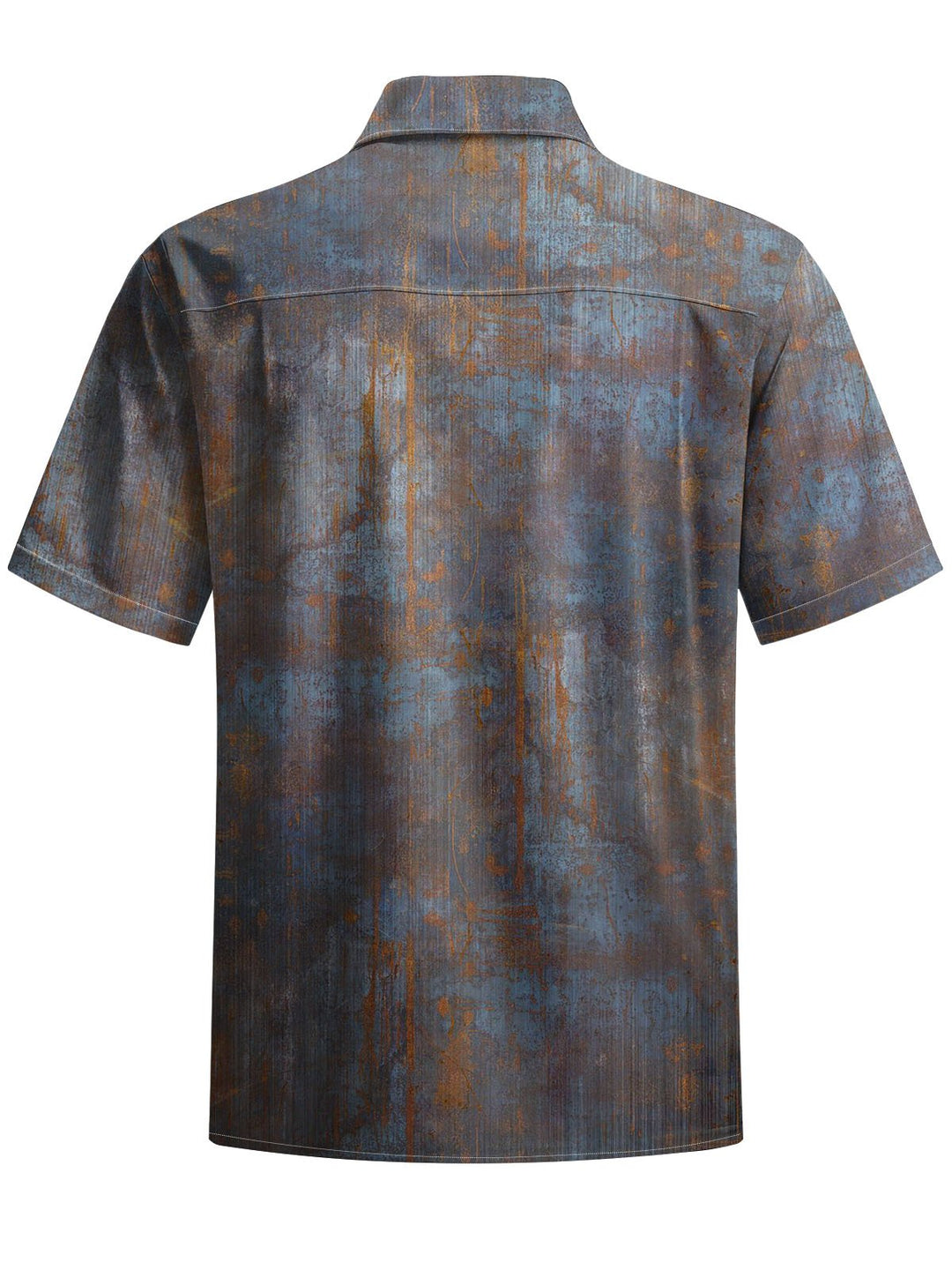 Alohadaddy® Vintage Rust Art Print Chest Pocket Mens Wicking Short Sleeve Shirt Big &amp; Tall