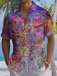 Alohadaddy® Casual Abstract Texture Art Print Chest Pocket Men Short Sleeve Shirt Big & Tall