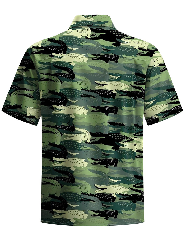 Alohadaddy® Vintage Crocodile Art Print Chest Pocket Men&