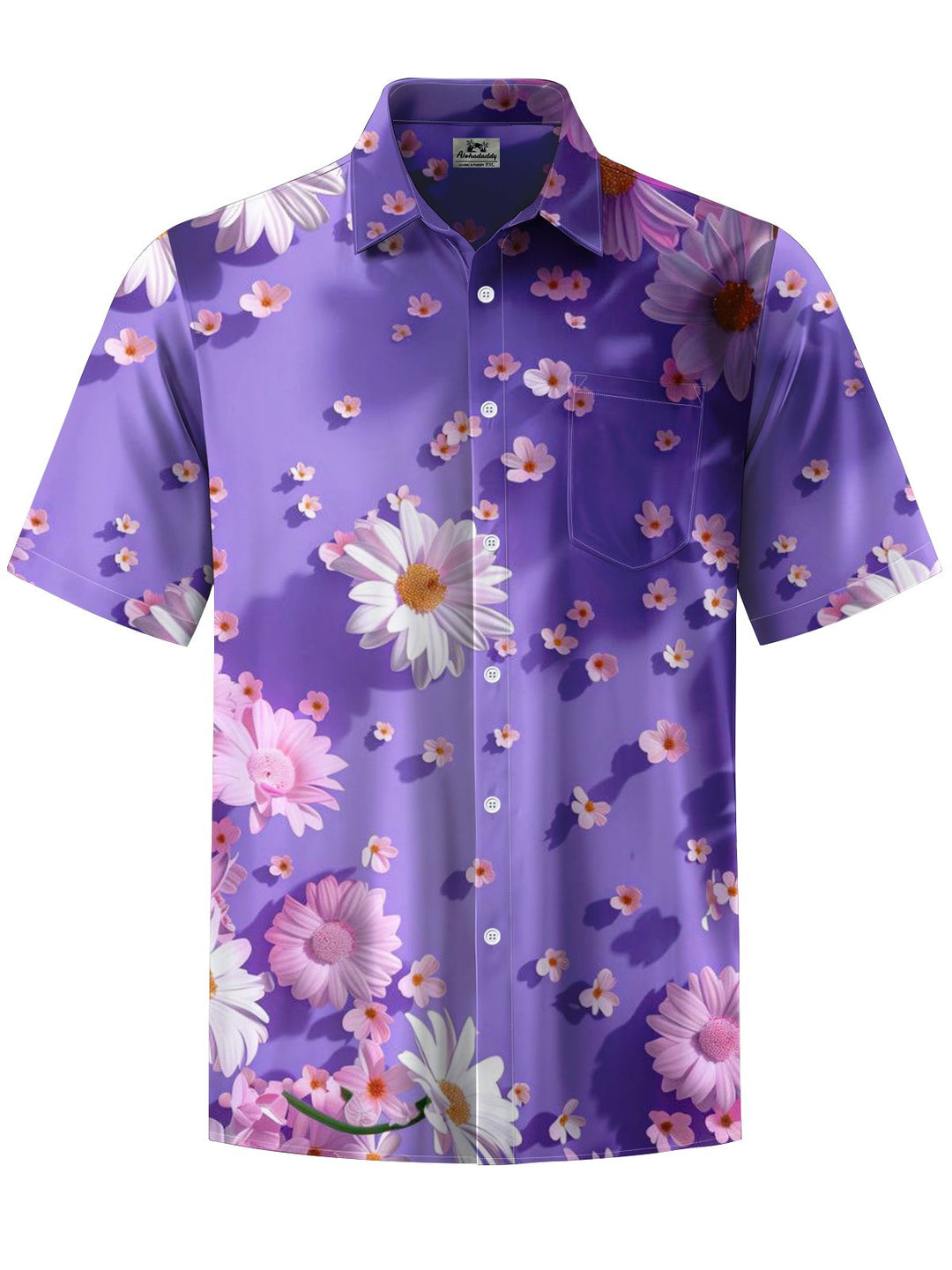 Alohadaddy® Hawaiian Floral Art Print Chest Pocket Men&
