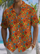 Alohadaddy® Men's Casual Cartoon Duck Art Print Moisture-Wicking Chest Pocket Short Sleeve Shirt Big & Tall