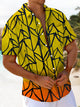 Alohadaddy® Men's Casual Ombre Leaf Art Print Moisture-Wicking Chest Pocket Short Sleeve Shirt Big & Tall