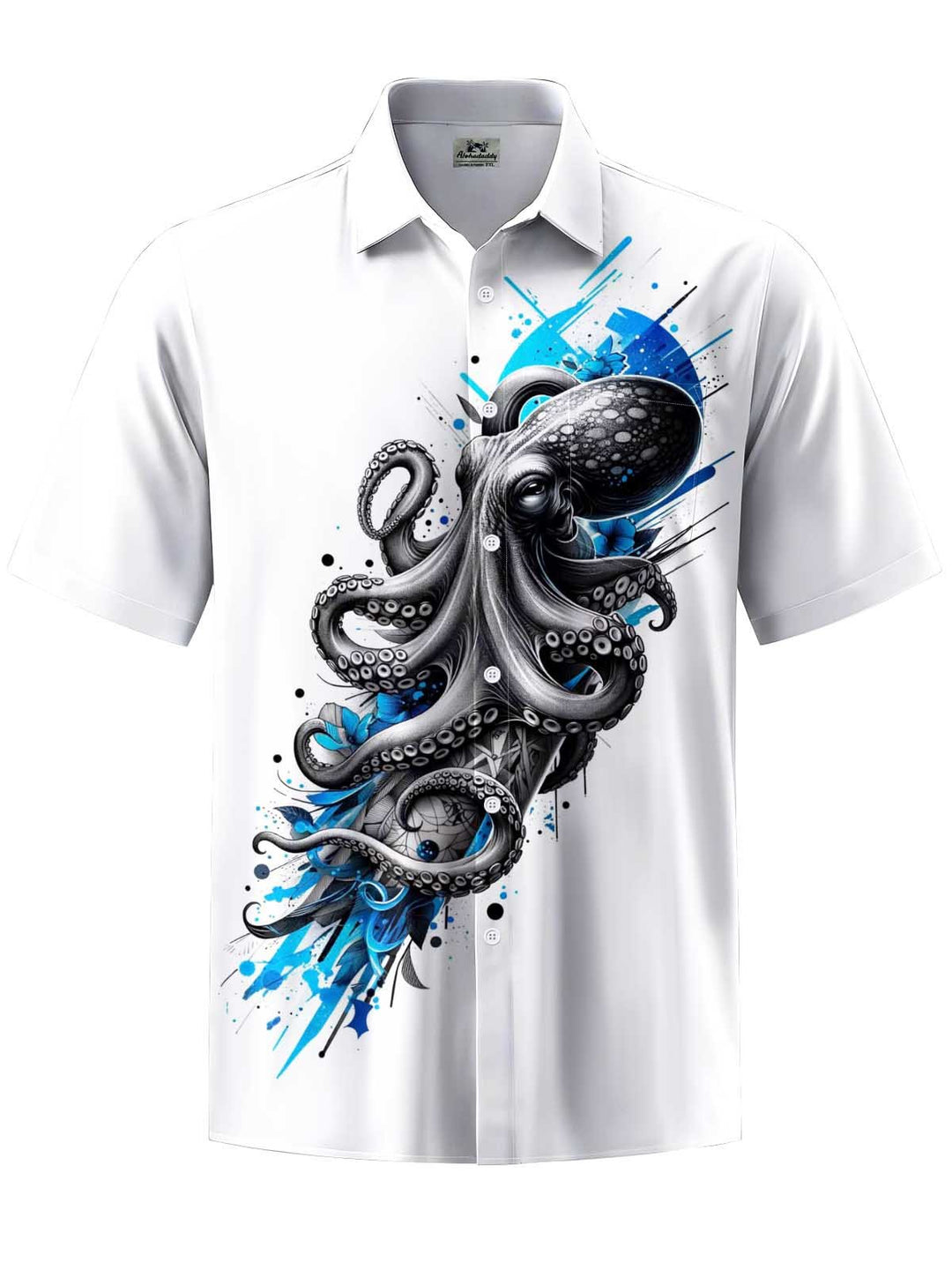 Alohadaddy® Casual Octopus Art Print Chest Pocket Men&