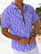 Alohadaddy® Casual Geometric Art Print Men's Short Sleeve Stretch Shirt Big & Tall