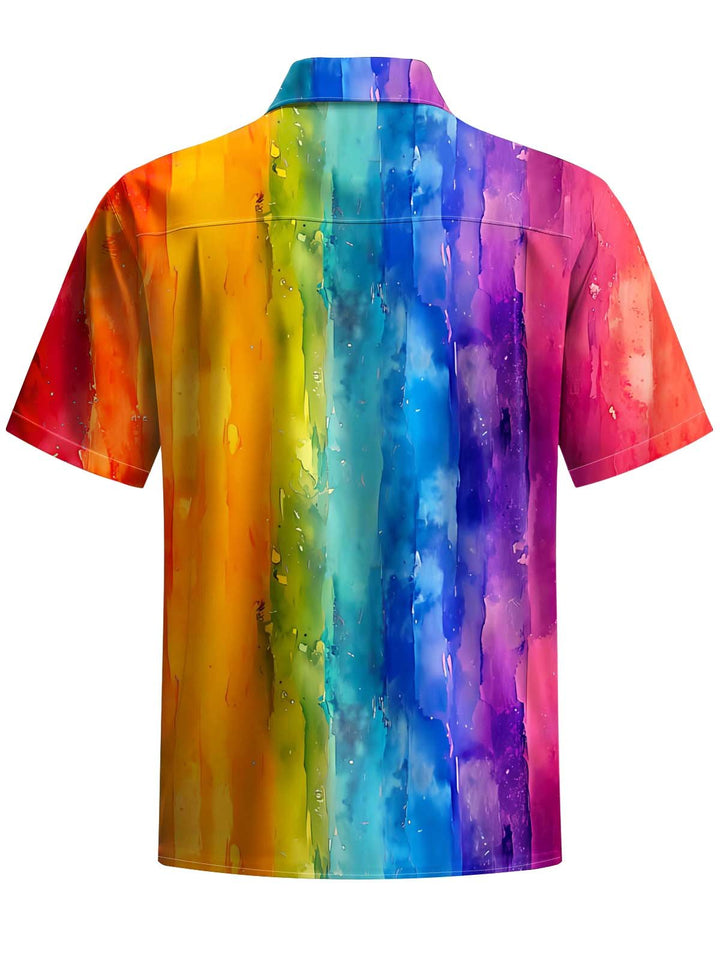Alohadaddy® Casual Ombre Printed Artwork Chest Pocket Stretch Men&