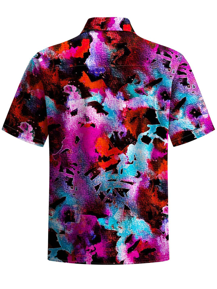 Alohadaddy® Vintage Abstract Art Print Chest Pocket Stretch Men&