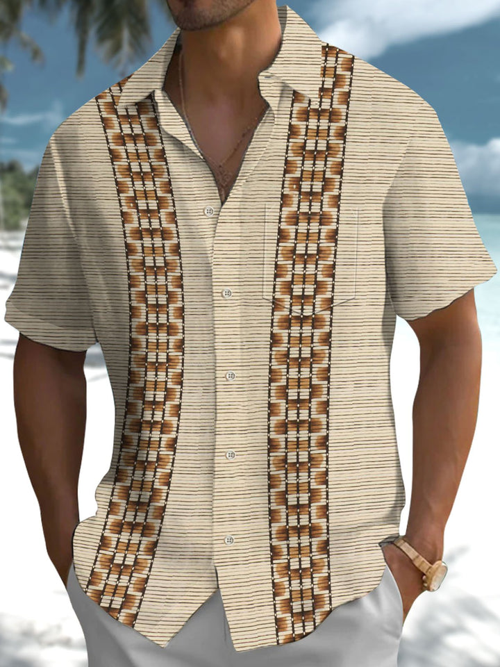 Alohadaddy® Casual Stripe Art Print Pocket Stretch Men&