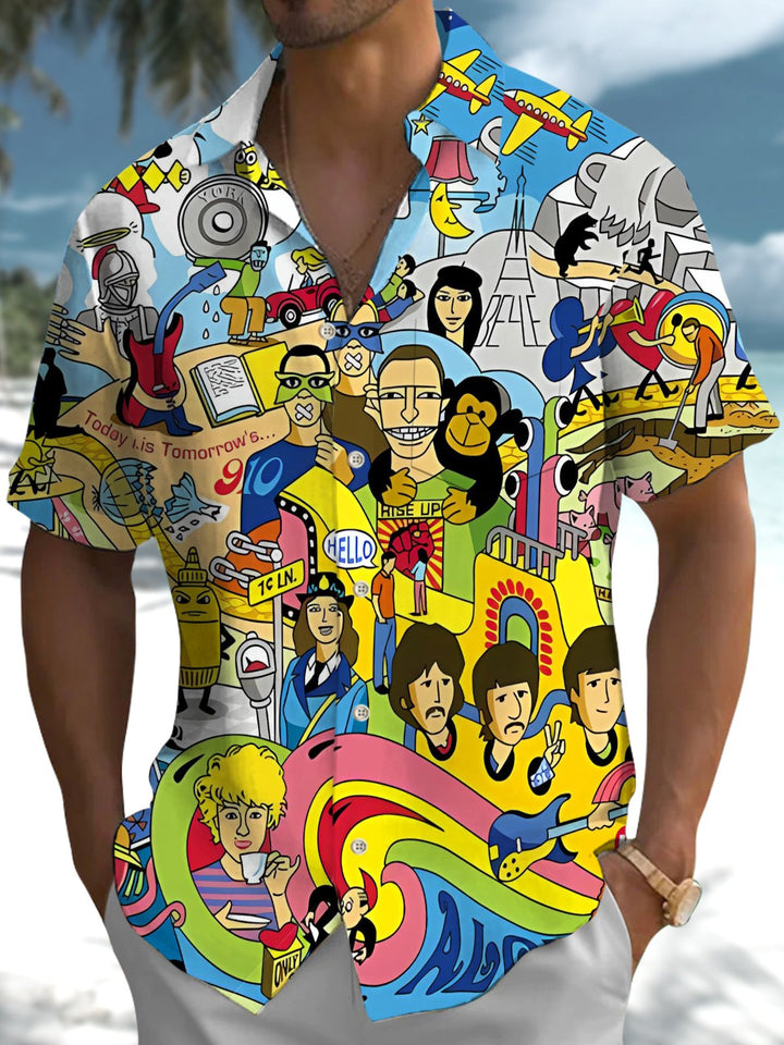 Alohadaddy® Casual Cartoon Beatles Print Pocket Stretch Men&