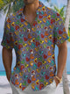 Alohadaddy® Men's Casual Cartoon Duck Art Print Moisture-Wicking Chest Pocket Short Sleeve Shirt Big & Tall