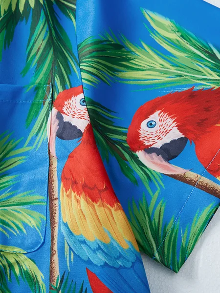 Camisas y blusas casuales de mezcla de algodón con estampado de loros de Alohadaddy