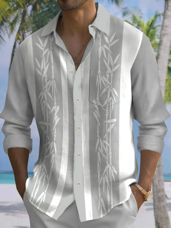 Alohadaddy Pocket Vintage Bowling Plant Bamboo Print Beach Men&