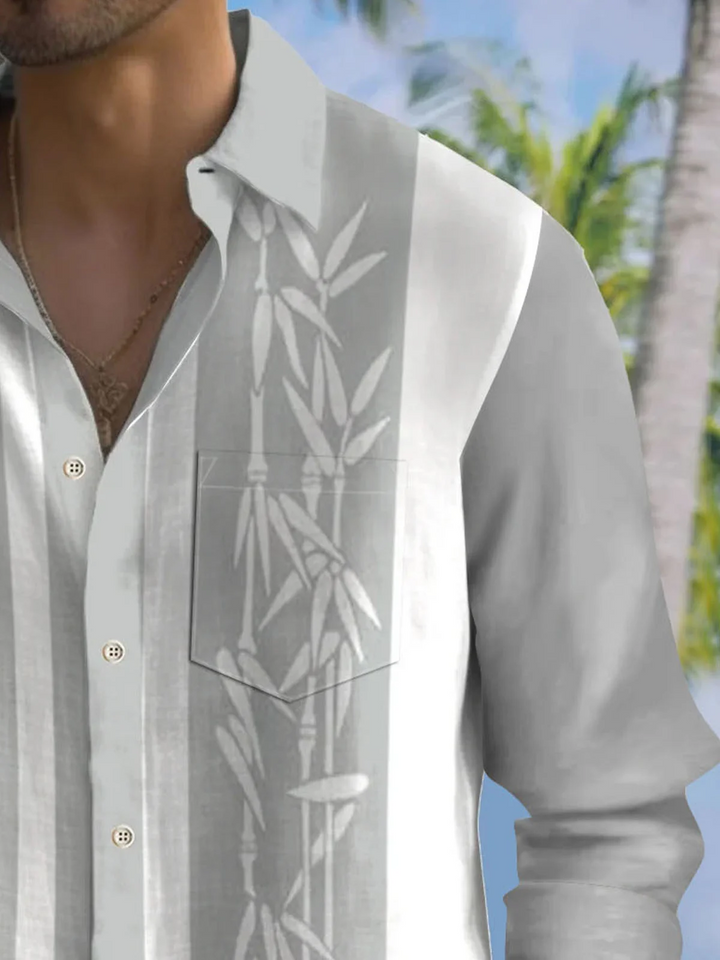 Alohadaddy Pocket Vintage Bowling Plant Bamboo Print Beach Men&