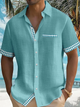 Alohadaddy Vintage Basic Plaid Print Men's Button Pocket Short Sleeve Shirt Big & Tall