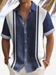 Camisa de manga corta con bolsillo abotonado y estampado digital 3D con textura geométrica de bolos retro para hombre de Alohadaddy, talla grande y alta