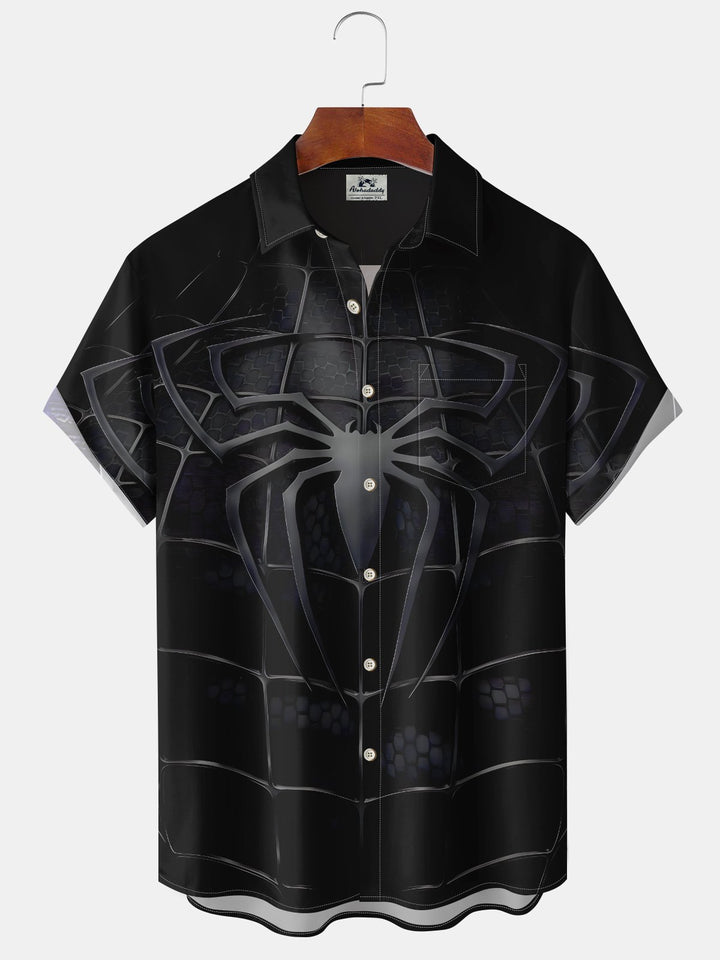 Alohadaddy® Casual Spider-Man Suit Art Print Pockets Moisture Wicking Hawaiian Shirt Big &amp; Tall
