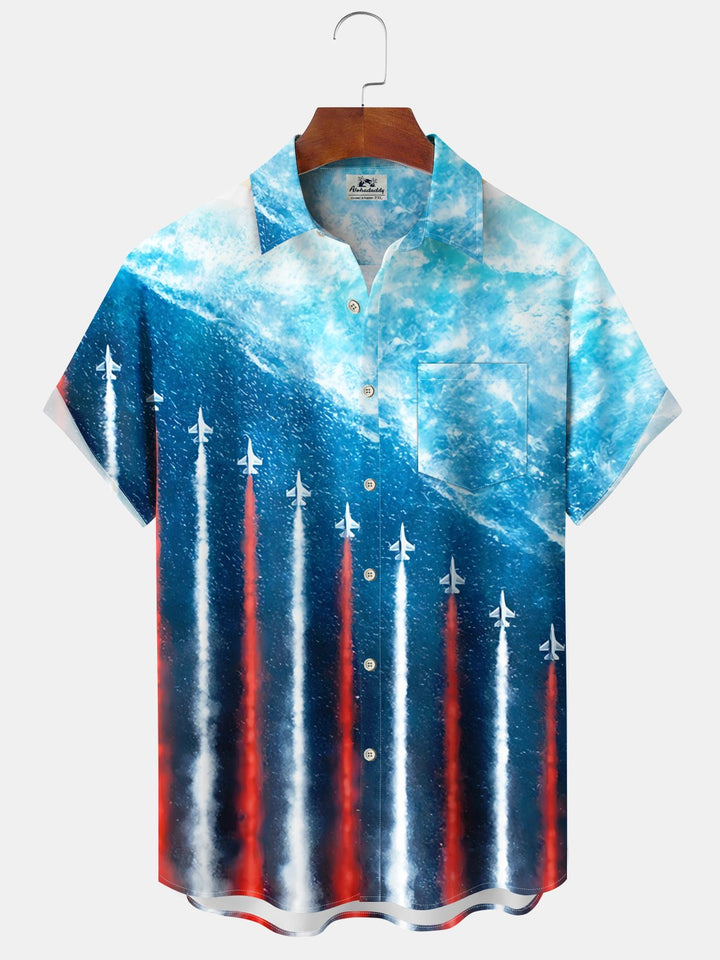 Alohadaddy® Casual Fighter Rainbow Print Chest Pocket Stretch Moisture Wicking Men&