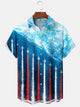 Alohadaddy® Casual Fighter Rainbow Print Chest Pocket Stretch Moisture Wicking Men's Short Sleeve Shirt