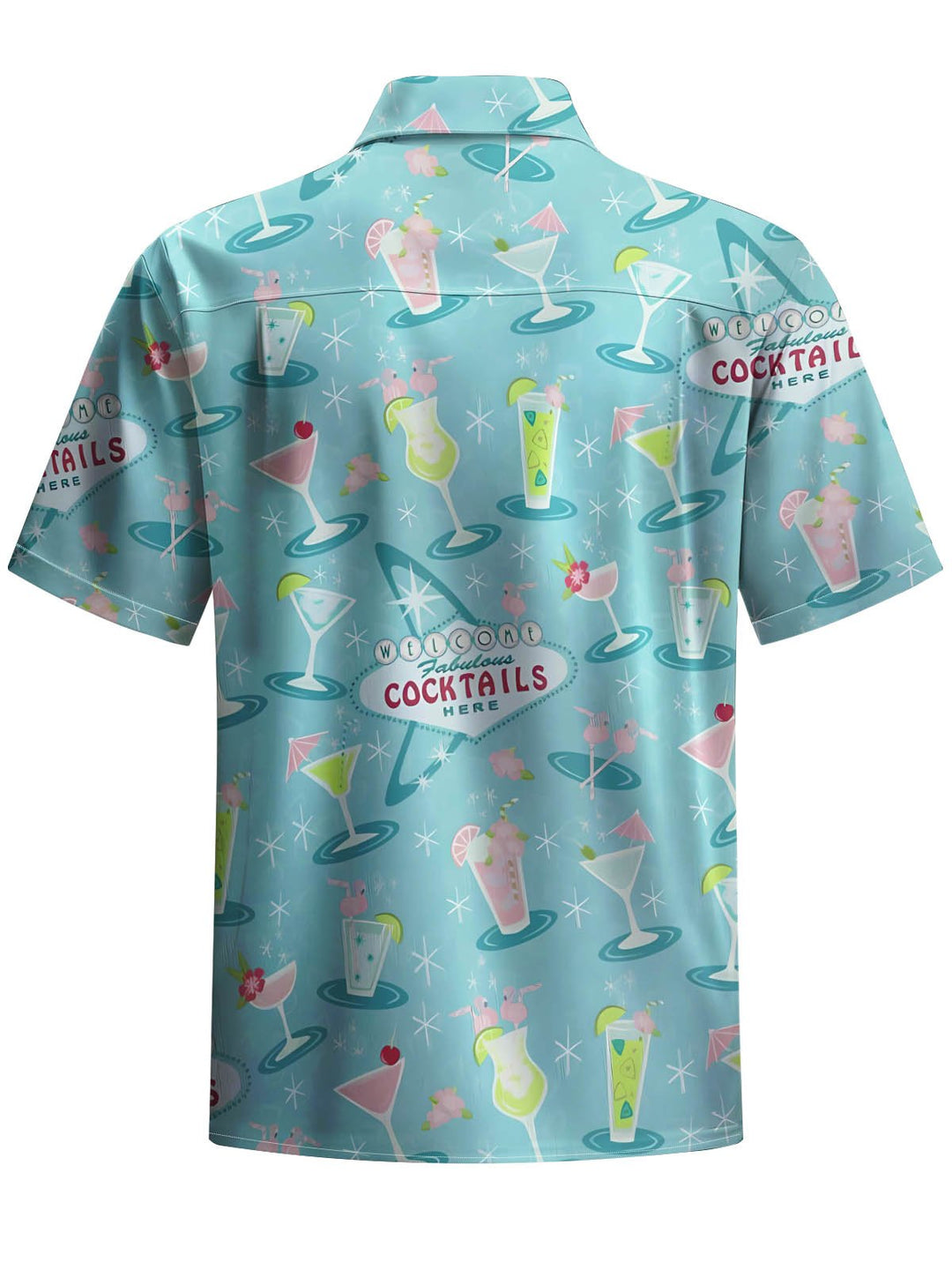 Alohadaddy® Hawaiian Cocktail Print Stretch Large Size Chest Pocket Men&