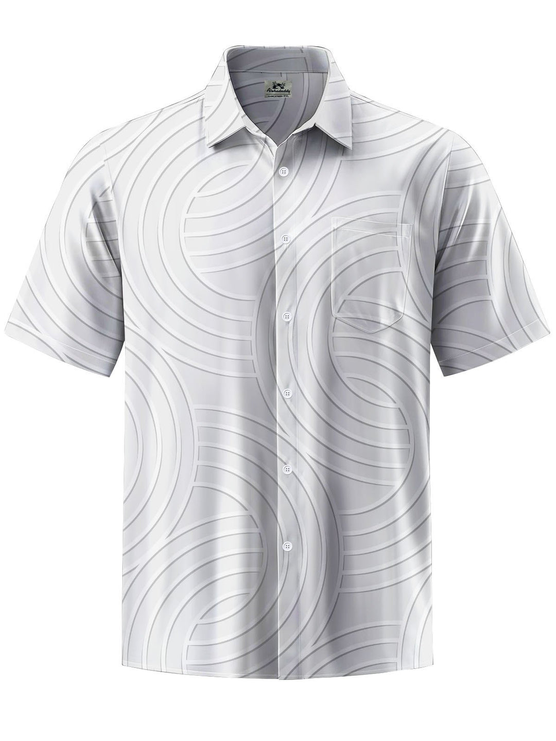 Alohadaddy® Casual Geometric Pattern Print Chest Pocket Men&