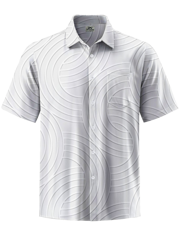 Alohadaddy® Casual Geometric Pattern Print Chest Pocket Men&