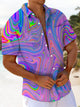 Alohadaddy® Hawaii Abstract Texture Print Chest Pocket Mens Short Sleeve Shirts Big & Tall