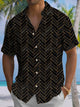 Alohadaddy® Vintage Geometric Print Chest Pocket Men's Short Sleeve Shirt Big & Tall