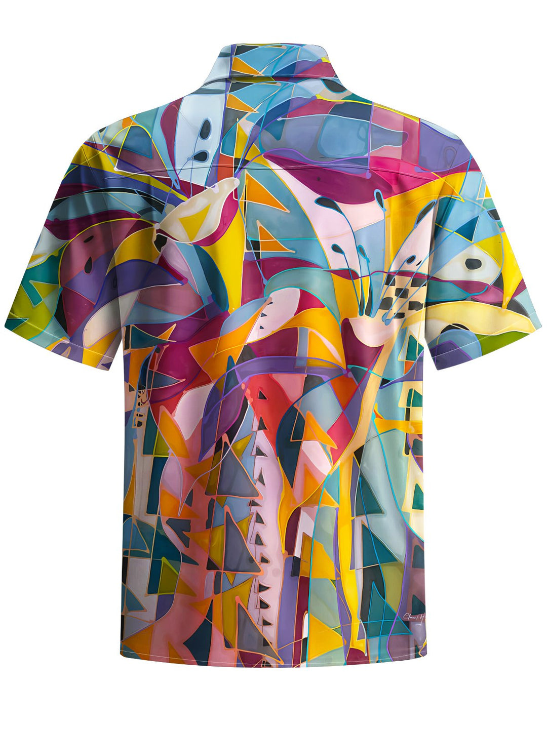 Alohadaddy® Casual Abstract Texture Art Print Chest Pocket Moisture Wicking Men&