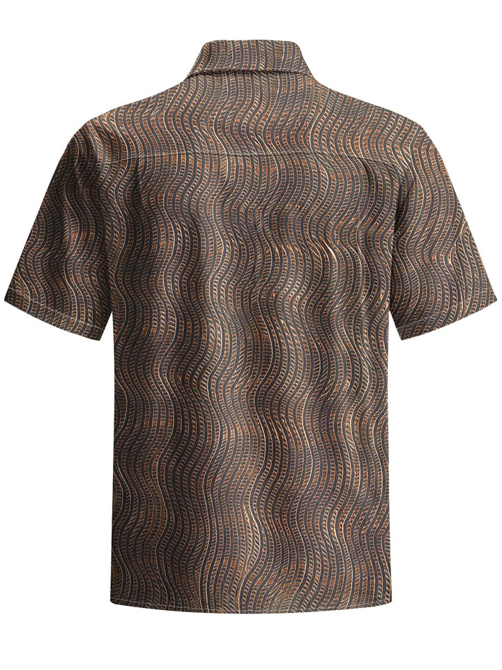 Alohadaddy® Vintage Striped Art Print Chest Pocket Men&