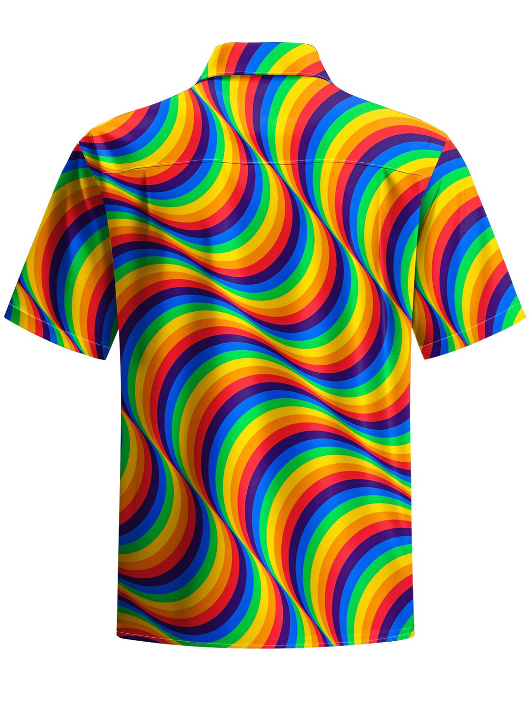 Alohadaddy® Casual Abstract Stripe Striped Print Art Chest Pocket Men Short Sleeve Shirt Big &amp; Tall