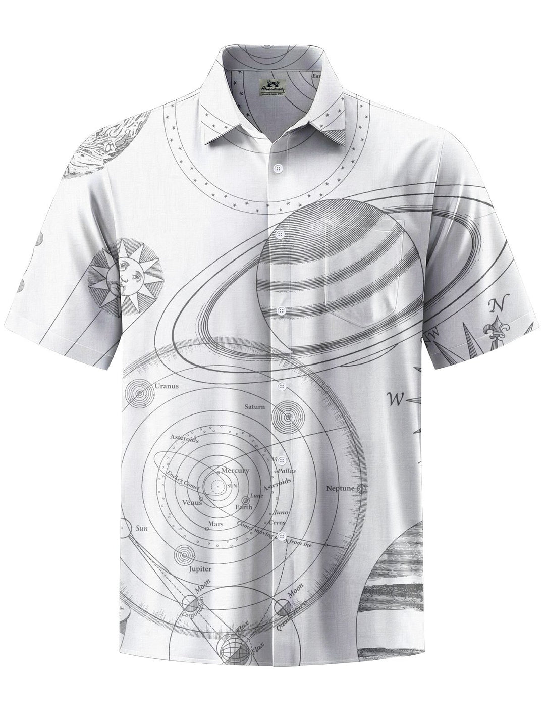Alohadaddy® Casual Star Art Print Chest Pocket Men&