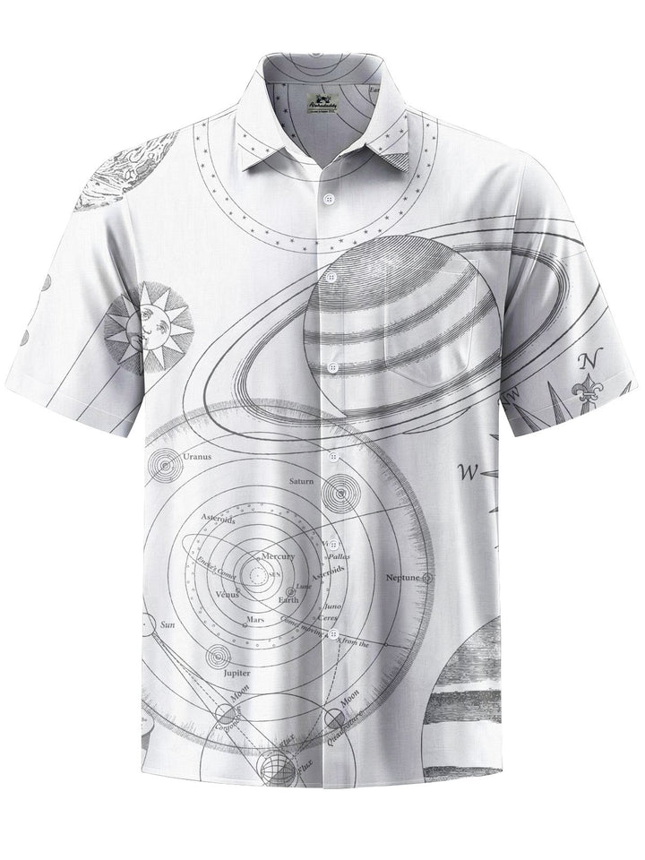 Alohadaddy® Casual Star Art Print Chest Pocket Men&
