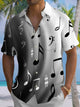 Alohadaddy® Casual Music Notes Gradient Color Print Art Chest Pocket Men's Short Sleeve Shirt Big & Tall