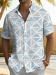 Alohadaddy® Casual Geometric Art Print Chest Pocket Men's Short Sleeve Shirt Big & Tall