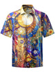 Alohadaddy® Hawaiian Geometric Art Print Chest Pocket Men's Short Sleeve Shirt Big & Tall