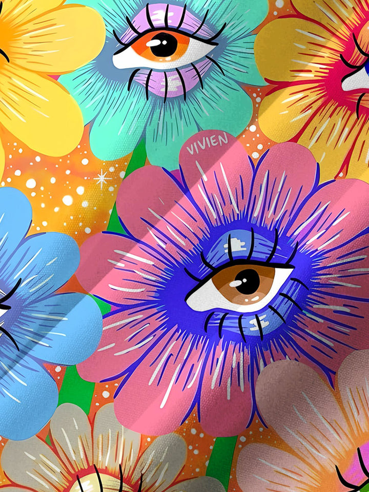 Alohadaddy® Hawaiian floral eye print chest pocket men&