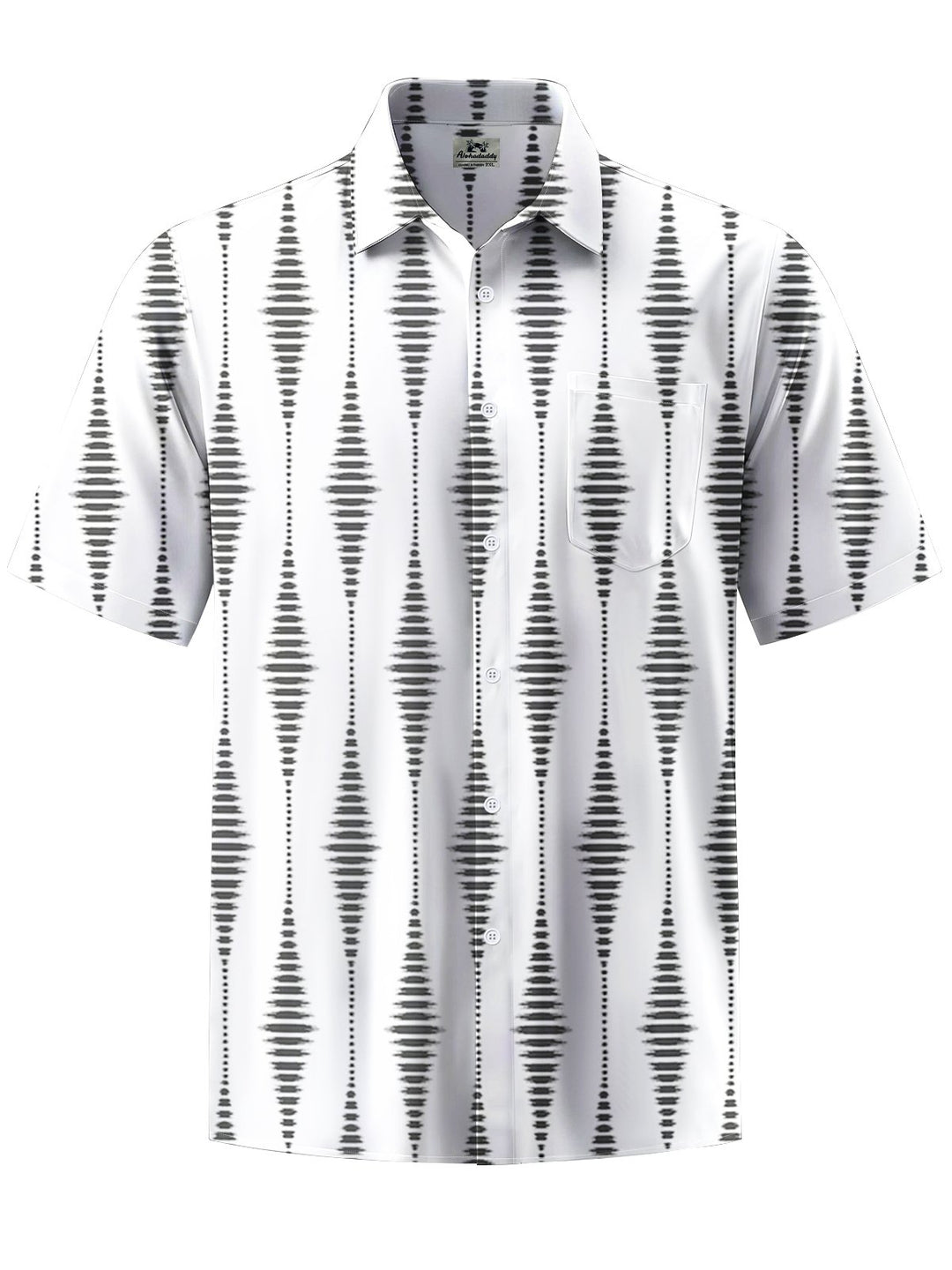 Alohadaddy® Casual Stripe Geometric Art Print Chest Pocket Men&