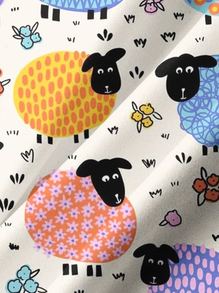 Alohadaddy® Casual Cartoon Sheep Printed Chest Pocket Men&