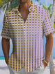 Alohadaddy® Men's Casual Check Art Print Chest Pocket Stretch Short Sleeve Shirt Big & Tall