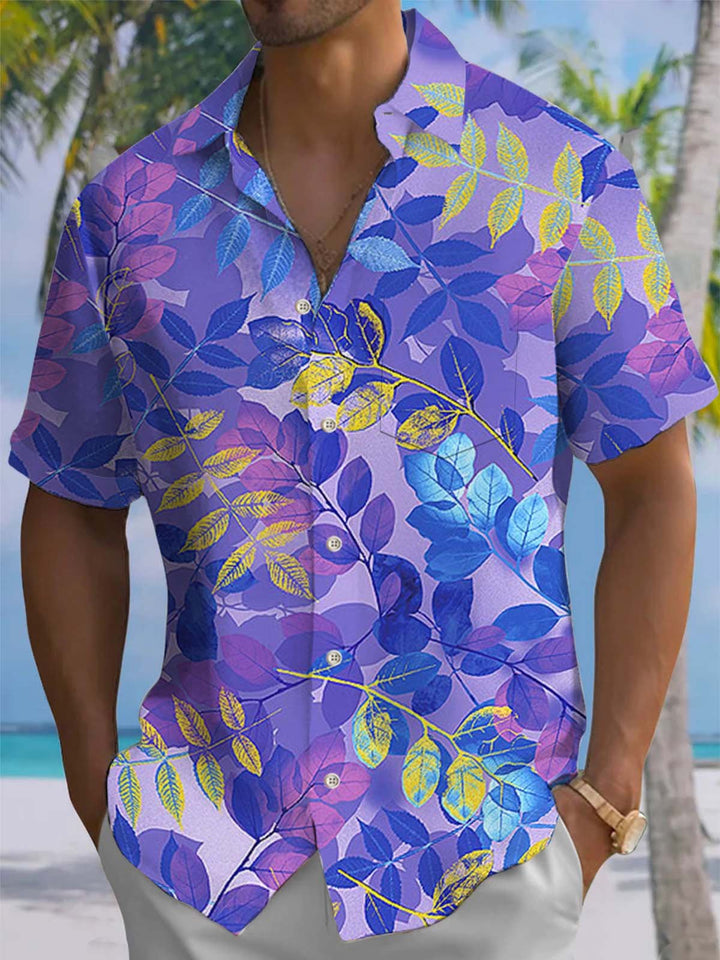 Alohadaddy® Casual Leaf Print Art Pocket Stretch Men&