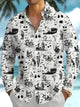 Alohadaddy® Casual Graffiti Abstract Print Art Pocket Stretch Men's Long Sleeve Shirt Big & Tall