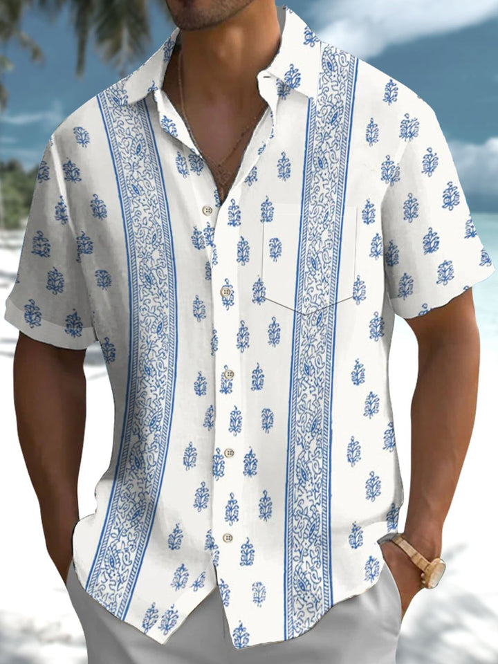 Alohadaddy® Casual Stripe Art Print Pocket Stretch Men&