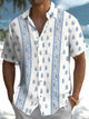Alohadaddy® Casual Stripe Art Print Pocket Stretch Men's Short Sleeve Shirt Big & Tall