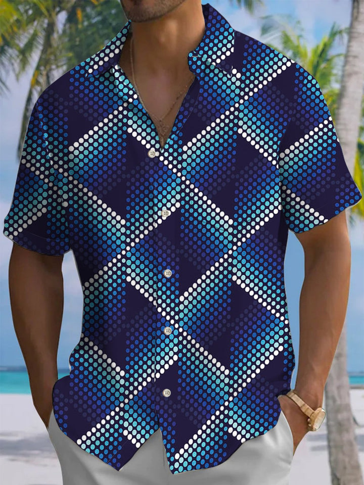 Alohadaddy® Casual Geometric Polka Dot Pocket Button Stretch Men&