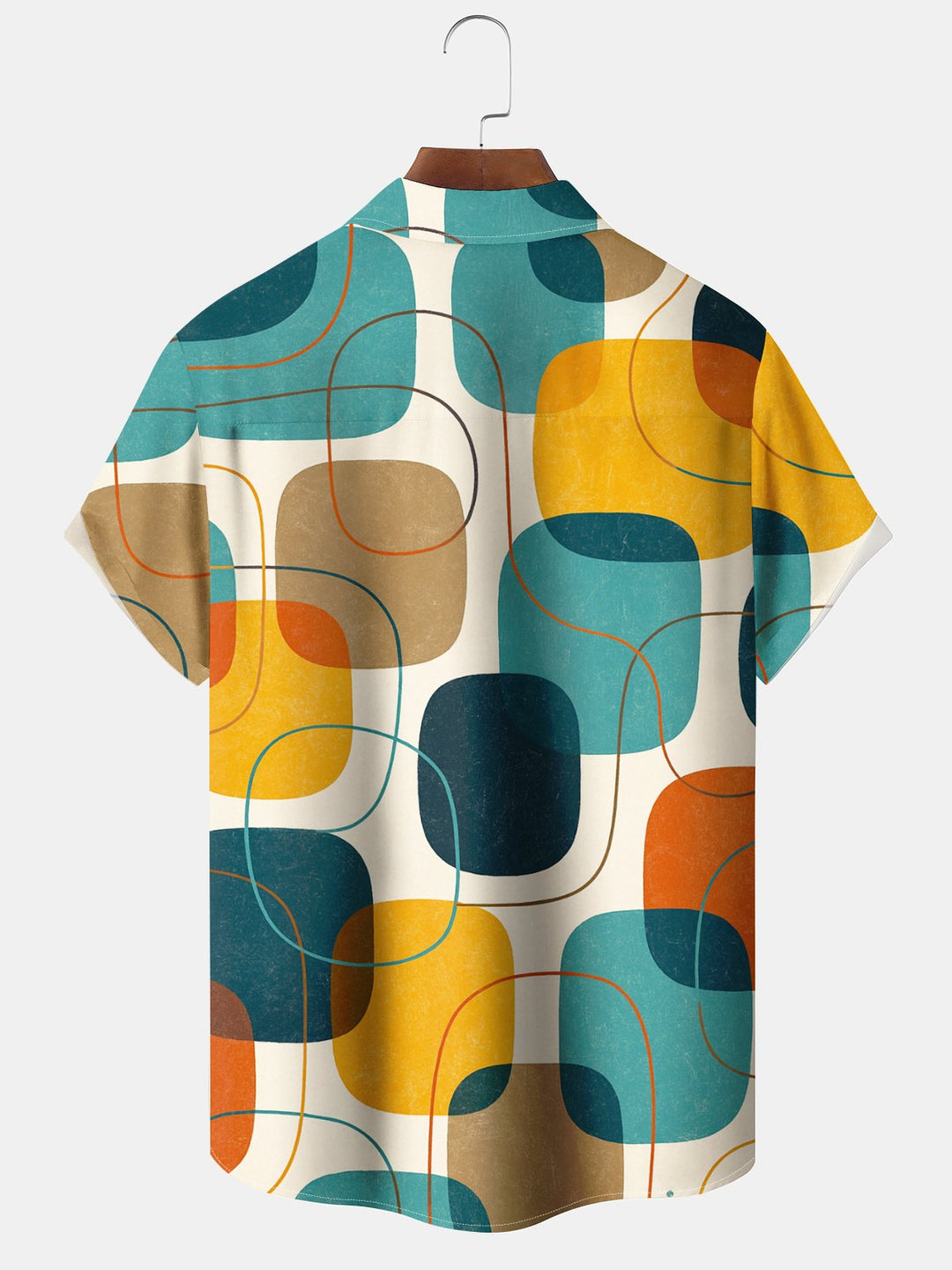 Alohadaddy® Vintage Geometric Print Pocket Stretch Button Men&