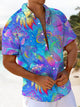 Alohadaddy® Hawaiian Graffiti Art Print Pocket Stretch Men's Short Sleeve Shirt Big & Tall