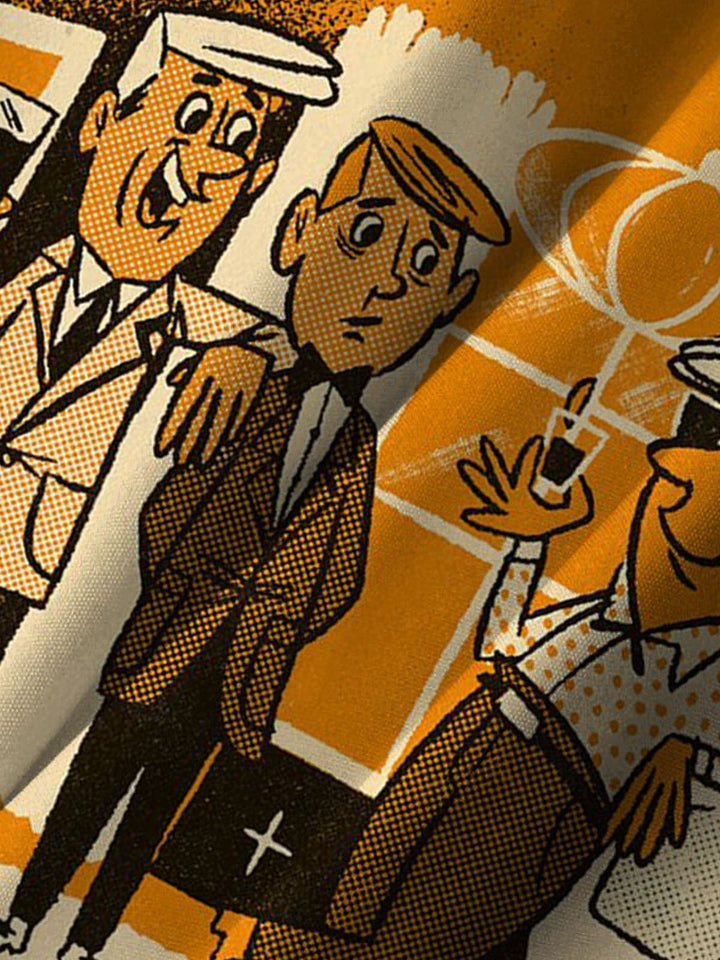 Alohadaddy® Retro Cartoon Poster Cocktail Party Print Pocket Stretch Men&