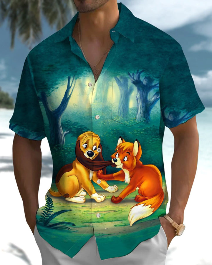 Alohadaddy® Retro Cartoon Animal Art Pocket Elastic Button Men&