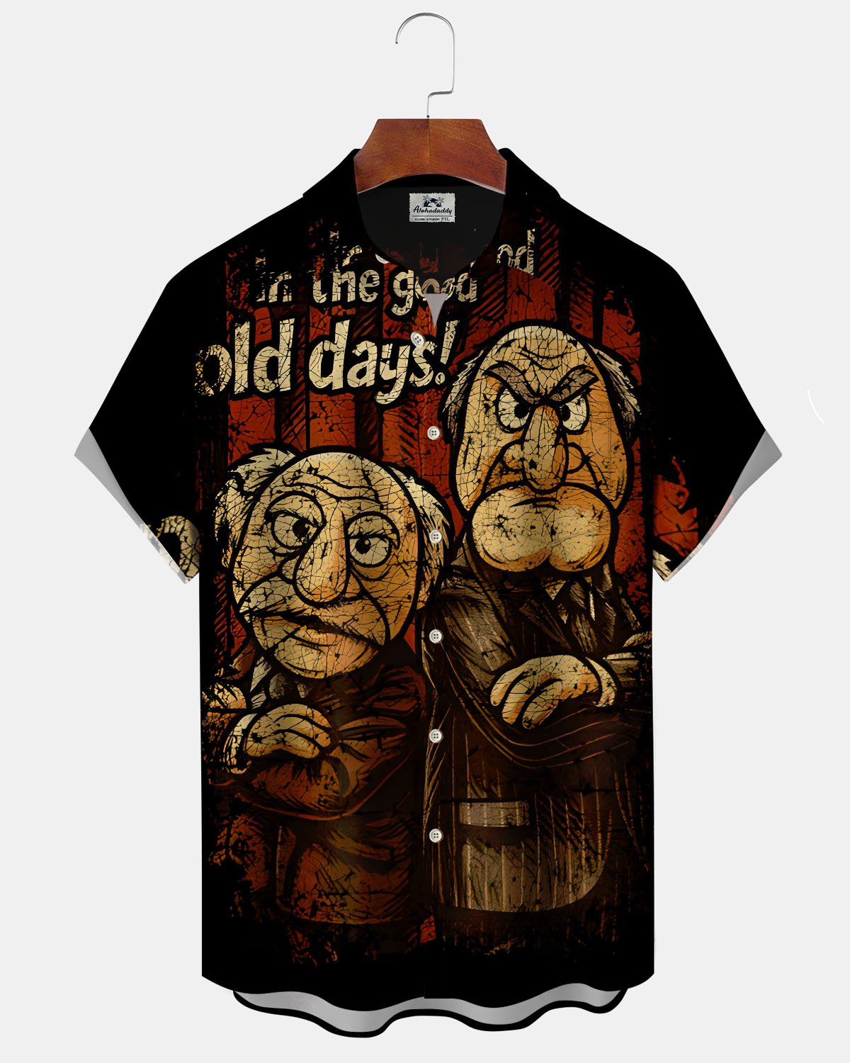 Alohadaddy® Casual Portrait Old Man Vintage Print Art Print Men's Short Sleeve Shirt Big & Tall
