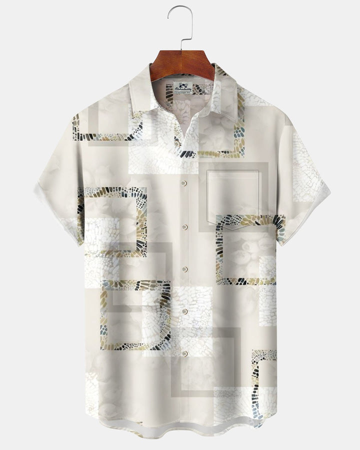 Alohadaddy® Casual Geometric Print Art Pocket Button Cardigan Men&